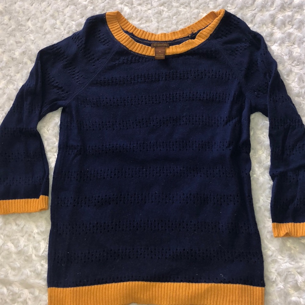Indigo/Gold 3/4 Length Sweater